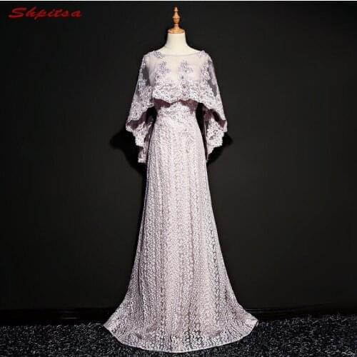 Lilac Long Lace Evening Dresses Long 2017 Weddings on Sale Women Beaded Tulle A Line Prom Formal Evening Gowns Dresses Wear