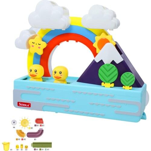 Rainbow Water Toy Floating Duck Toys Bathtub Toy Water Spining Flow Fountain with Lights And Sounds for Boys Girls