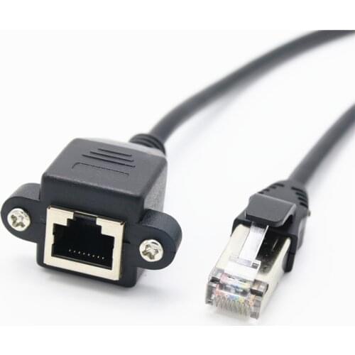 8P8C FTP STP UTP RJ45 Cable Male to Female 100M/1000M Speed Cat5 Cat6e Screw Panel Mount Ethernet LAN Network Extension Cable