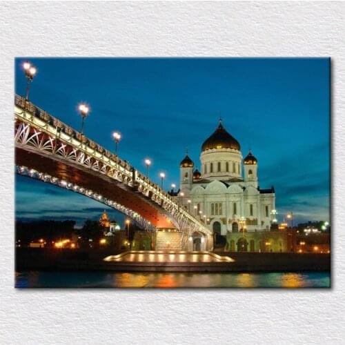 Canvas prints painting tourist attractions photos from Russian bells Beautiful canvas Russian bridge night view free shipping