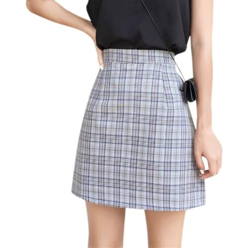 Plaid Retro Skirt High Waist Wild A Line Skirt Fashion Women Bodycon Mini Skirts