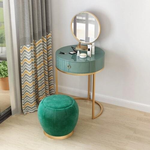 Nordic Round Dressing Table Drawer Bedroom Makeup Dresser Table Stool Cosmetic Table Bedroom Furniture Foot Stool