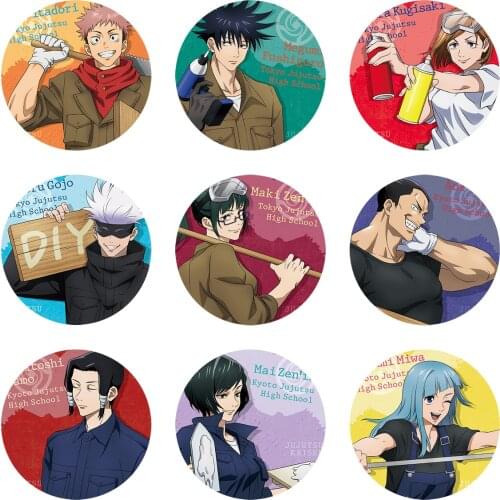 Jujutsu Kaisen Anime Yuji Itadori Fushiguro Megumi Kugisaki Nobara Gojo Satoru Maki Zenin Miwa Kasumi Metal Badge Brooch Pins
