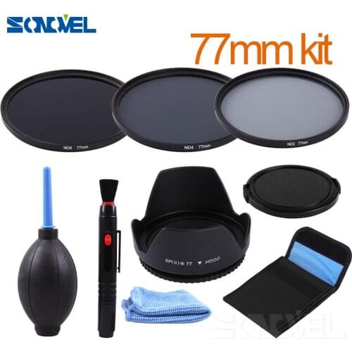 77mm ND2 ND4 ND8 Neutral Density Filter Lens Set+lens hood For Canon 800D 760D 80D 77D 60Da 7D 6D 5Ds with 24-105mm/16-35mm lens