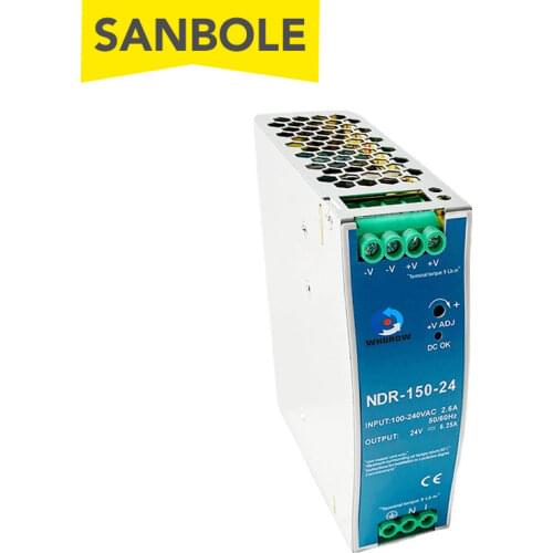 NDR-150-24 Thin DIN Rail Mounted Type Switch Power Supply 24V 150W Installation Single Output AC/DC
