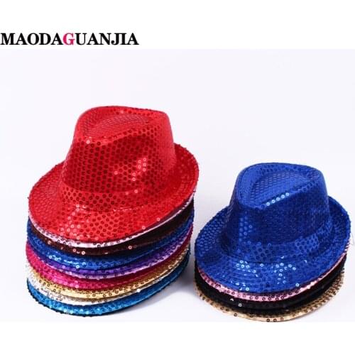 New Fashion Boy Girl Men Woman Sequin Hat for Fancy Dress Birthday Party Cap Jazz Hat Dance Show Christmas hat