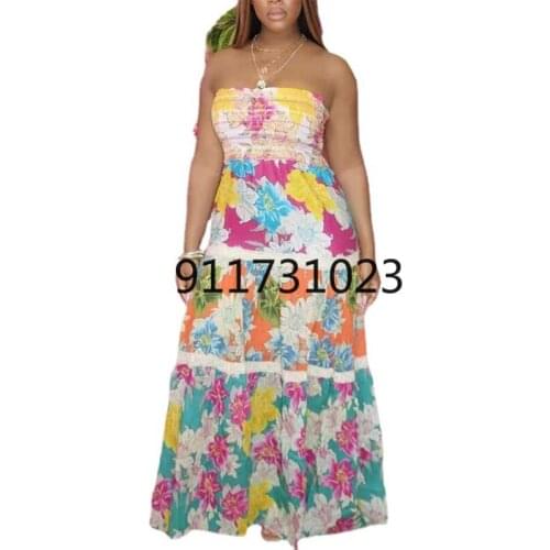 2021 New Summer African Women Printing Polyester Plus Size Long Dress African Dresses for Women African Clothing Maxi Dress