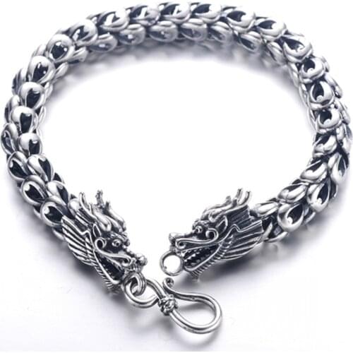 New S925 pure silver fashion jewelry, personalized Thai silver dragon scale bracelet for men handmade men mighty dragon bracelet
