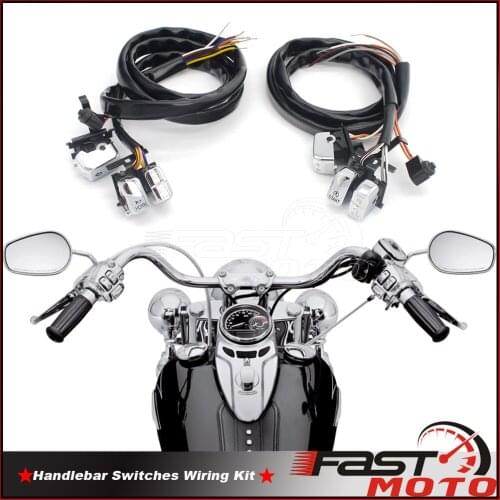 Motorbike Handlebar Switches Wiring Harness Kit Horn HI/LO Beam Turn Signal Ignition Start Brake Clutch Switch Button For Harley