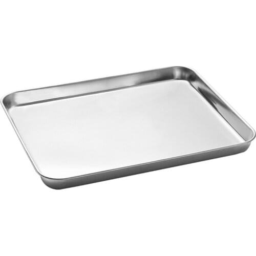Stainless Steel Plate Rectangular Tray Practical Flat-Bottom Tray Rectangular Tray Restaurant Hotel Flat Bottom Plate