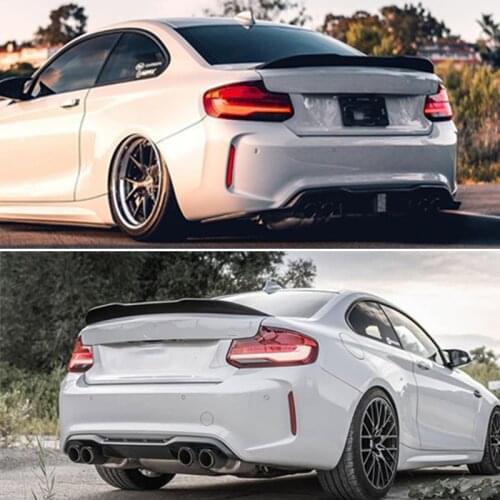 Use For BMW 2 Series F22 Coupe M2 F87 Spoiler 2013--2019 Year Real Glossy Carbon Fiber Rear Wing PSM Style Accessories Body Kit
