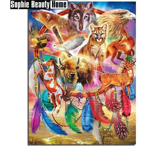 Full 5D DIY Diamond Painting Cross Stitch Animals Wolf Diamond Embroidery Pattern Eagle Diamond Mosaic Needlework Gift 199005