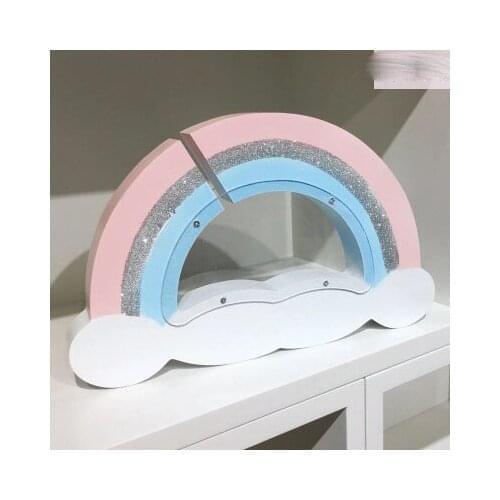 Back to school gift Ins wooden macarons rainbow piggy bank piggy bank children room decoration decoration creative photography