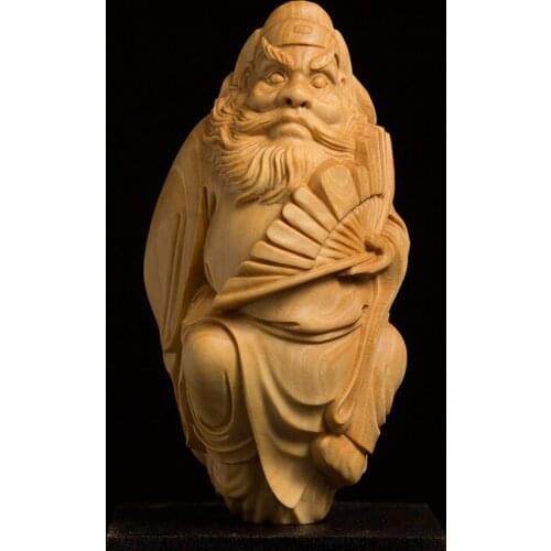 Carved Wood 7/9CM Zhong Kui Wood Carving Mascot Lucky Boxwood Pendant Feng Shui Desktop Home Decoration