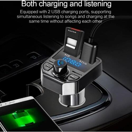 Car Cigarette lighter socket 2USB Car Charger Car Bluetooth Handsfree MP3 Music Player Car MP3 FM Transmitter Dropshipping