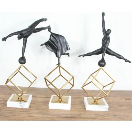 NORDIC SIMPLE MODERN GYMNASTICS FIGURE SETS UP A RESIN DECORATION MODEL ROOM OFFICE CABINET DESKTOP MARBLE