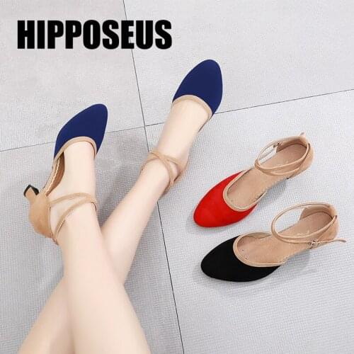 Hipposeus Women Modern Dance-Shoes for Girls Ladies Ballroom Tango Dancing Shoes Closed Toe Salsa Suede/Rubber sole Dropshipping