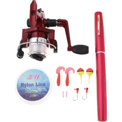 11PCS/Box Pen Shaped Fishing Rod Pole Reel Lures Hooks Floats Set Fishing Rod Combo for Fishing Lovers