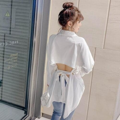 VANOVCH Irregular Shirt Womens Long-sleeved Autumn and Spring 2022 New Off Shoulder Ladeis Shirts Bow Women Clothing