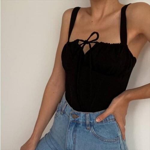 Womens Fashion Solid Color Milk Silk Camisole Sexy Lace-Up Boat Neck Backless Exposed Navel Suspender Tops Backless Lace-Up