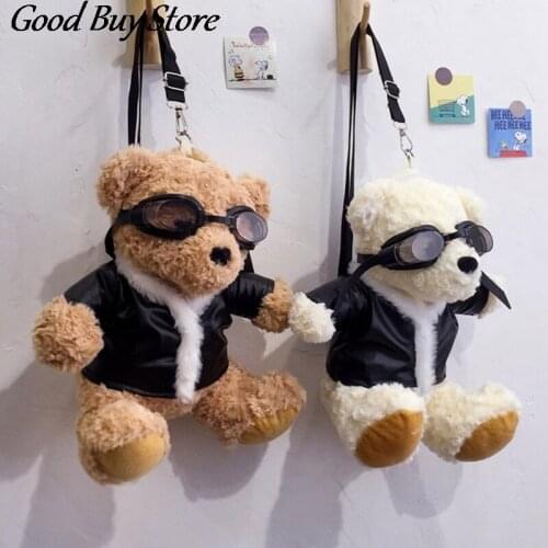 Women Cute Bear Crossbody Bag Soft Plush Shoulder Bags Adjustable Belts Purse Animal Lovely Totes Girls Designer Fashion Handbag