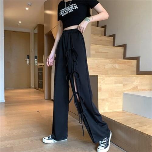 Pants Women Asymmetrical Oversize Solid Design Trouser Cool Streetwear Korean Style Ladies Black Personality Comfortable Pant