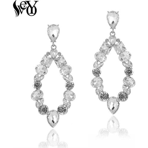 VEYO Trendy Crystal Drop Earrings Elegant Hollow ZA Dangle Earrings for Women Fashion Jewelry Wholesale 2020 New