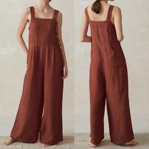Women Sleeveless Pockets Wide Leg Jumpsuit Bib Overall Work Clothes Women Jumpsuit Bib Overall Work Clothes Jumpsuit pants Jumps