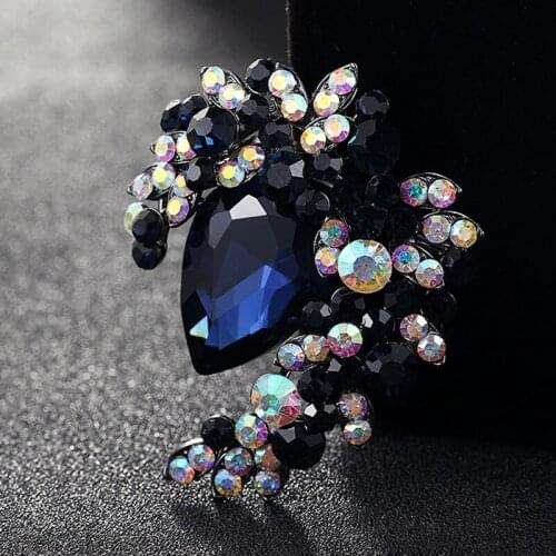 Zlxgirl Bridal Jewelry Collares Purple Rhinestone Brooches Bouquet Women Best Party Gifts Flower Brooch Pin Bags Accessories