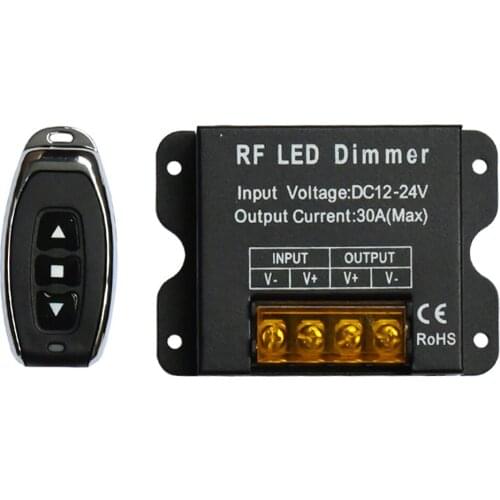10pcs 12V 24V 30A RF LED Dimmer Wireless Brightness Adjustable Remote Strip Light Controller For 5050 3528 Strip Light