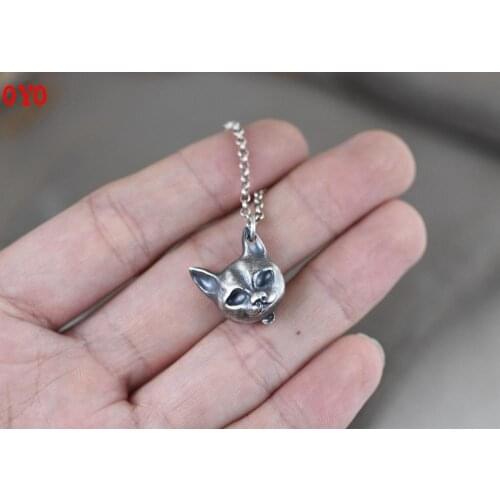 100% 925 sterling silver retro creative design silver skull head men and women leopard head pendant