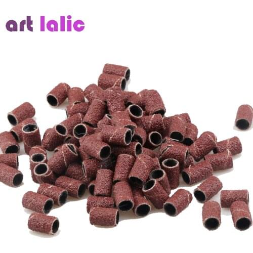 100pcs Nail Art Sanding Bands 80# 120# 180# Grinding Sand Ring Bit For Electric Drill Machine Accessories Manicure Tools