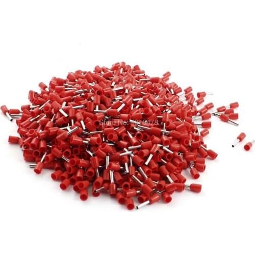 1000 Pieces E1508 1.5mm2 Wire Red Insulated Tublar Tube Ends Terminals