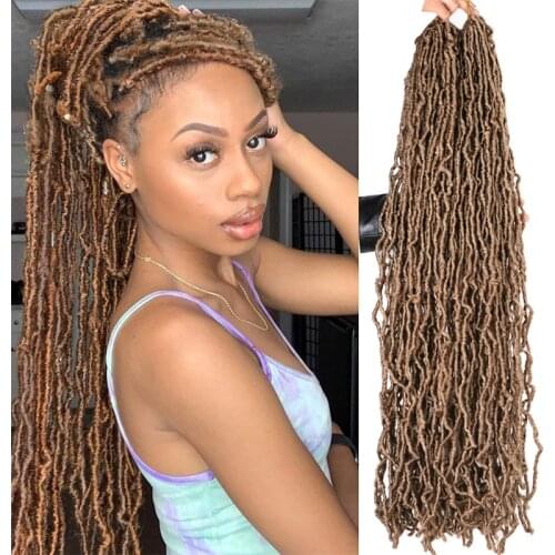 18‘’ 24‘’ 36‘’ Faux Locs Crochet Hair Curly Dreadlocks Hair Black Dark Brown Soft Locs Braids Hair For Women 21Strands/Pack