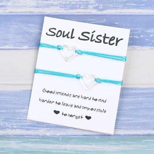 2Pcs/Set Soul Sister Bracelet Best Friend Sister Bracelets for Bestfriend Wedding Bridesmaid Bracelets Friendship Gifts