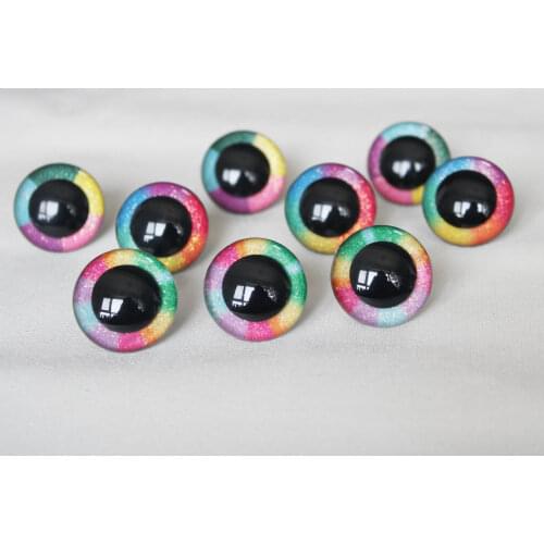 20pcs new rainbow eyes 14mm-30mm glitter round clear toy safety eyes+ washer For Wool diy pupil findings---R3