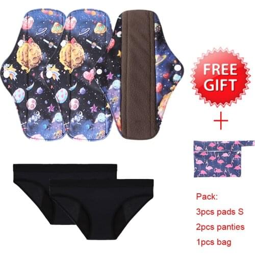 3XL-6XL Menstrual Panties Panty Liner Cloth Menstrual Pad Mama Sanitary Reusable Soft Washable Charcoal Period Napkins Size S