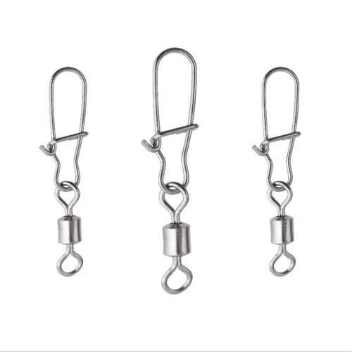 50PCS Connector Stainless Steel Snap Fishhook Swivels Tackle for Hooks Fishing Accessories 2/4/6/8/10