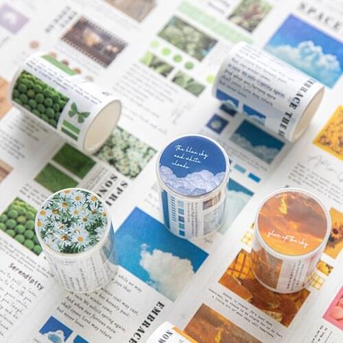 60mm Blue sky cloud sunset pink peach green summer purple wind coffee journal washi tape DIY Planner scrapbooking masking tape