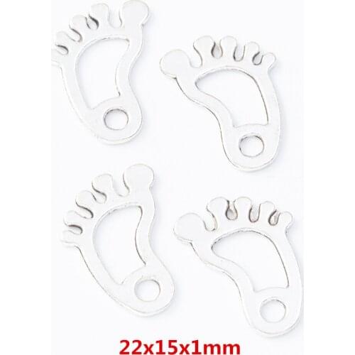 70 pieces of retro metal zinc alloy footprint Pendant for DIY handmade jewelry necklace making 8137