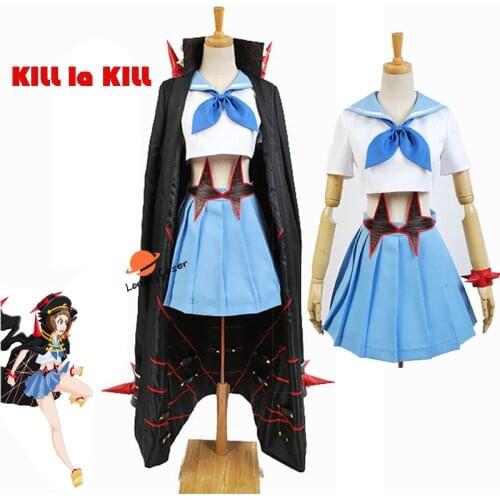 Anime KILL la KILL Mankanshoku Mako Cosplay Costume Uniform Top Skirt Cloak Halloween Christmas Party Girls Women All Set