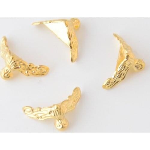 Free shipping 20Pcs Golden Jewelry Gift Box Wood Case Decorative Feet Leg Corner Protector 26x19mm J3281