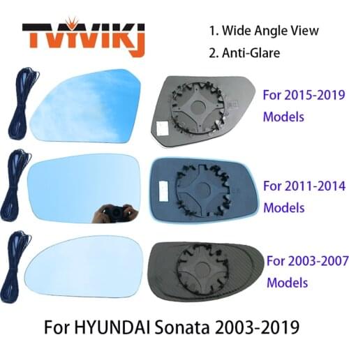 TVYVIKJ Side Rearview Mirror Blue Glass Lens For HYUNDAI Sonata 2003-2019 Wide Angle View anti glare door mirror
