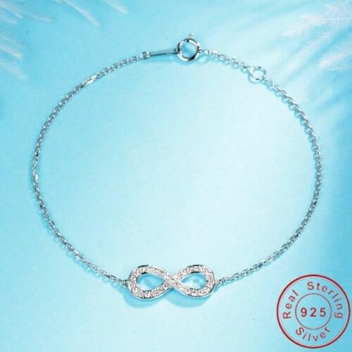Infinity Diamond Bracelet Bangle Real 925 Sterling Silver Engagement Wedding Cross Bracelets For Women Bridal Party Jewelry Gift