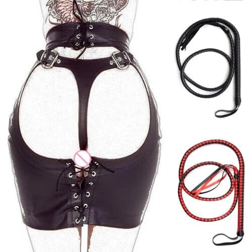 Black Leather Skirt Porn Sexy Lingerie Panties Latex Panty Dress Fetish Erotic Sexy G-String 190CM Long Snake Leather Whip