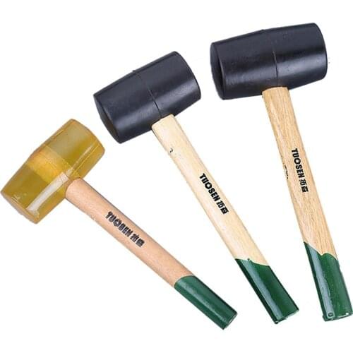 Black/transparent rubber hammer wooden handle rubber hammer does not crack, shockproof floor installation hammer