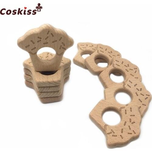 Beech Cake Wooden Teether Customizable Baby Teether Diy Baby Teething Necklace BPA Free Food Grade Teether Pendants