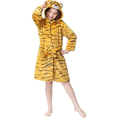 Baby Kids Bath Robes Pajamas Winter Boys Girls Hooded Bathrobe Kigurumi Unicorn Anime Cartoon Towel Beach Childrens Sleepwear