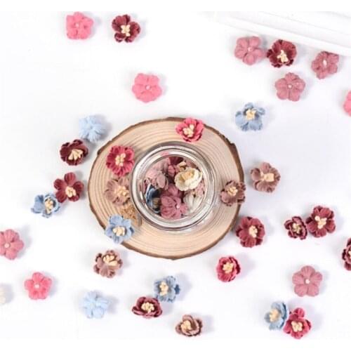 12pcs 2cm Double-layer Simulation Artificial Flower Head DIY Hair Headdress Wreath Accessories Handmade Flower