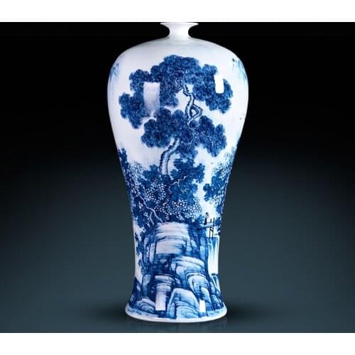 Jingdezhen Masters Hand-painted Blue And White Porcelain Flower Arranging Vase Ornaments Living Room Antique Decor ceramic vase